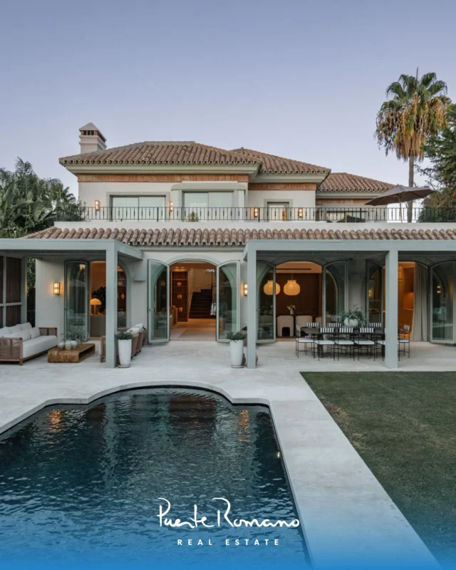 Villa Amelie: Elegant family living in Nueva Andalucía’s Golf Valley.Asking price: €5,495,000❈ 441 m² total with 45 m² of terraces on a 944 m² plot❈ Five bedrooms, five bathrooms plus guest toilet❈ East-west orientation for light throughout the day❈ Heated private pool within a lush garden❈ Private gym, spa with sauna and jacuzzi❈ Bespoke oak carpentry and natural stone flooring❈ Underfloor heating throughoutEnergy Rating: In processLocation: Nueva Andalucía, MarbellaReference: 16722More information: prre.link/16722Contact us to arrange a viewing.#PuenteRomanoRealEstate #NuevaAndalucia #MarbellaRealEstate