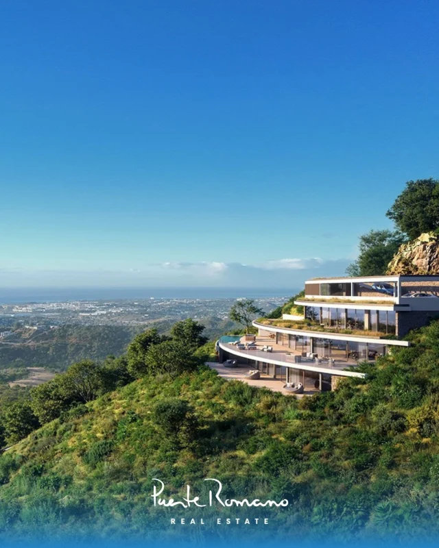 Avant-garde villa under construction in Real de la Quinta.Asking price: €7,450,000❈ 1,360 m² total with 632 m² enclosed and 728 m² of terraces❈ 1,977 m² south-facing plot with private garden and carport❈ Five en-suite bedrooms plus two guest toilets❈ Infinity pool blending into the Mediterranean horizon❈ Curved architecture by a celebrated Monte Mayor designer❈ Green roof, interior patios and deep overhangs for efficiency❈ Access to El Lago Club, golf, tennis and the upcoming AngsanaEnergy Rating: Consumption: A / Emissions: ALocation: Real de la Quinta, BenahavísReference: 16728More information: prre.link/16728Contact us to arrange a viewing.#PuenteRomanoRealEstate #RealDeLaQuinta #MarbellaRealEstate